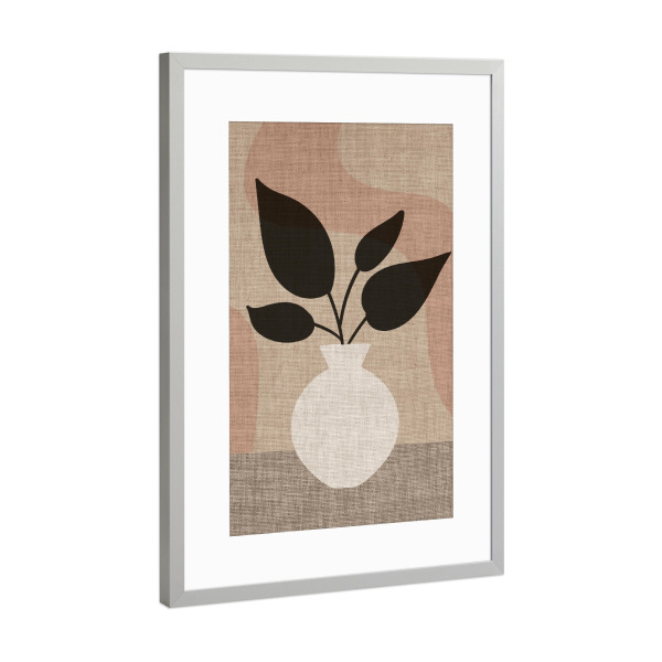 Poster mit Rahmen Silber "LINEN - plant LOLA" artboxONE - Abstrakt - Japandi,Modern,Art,Ibiza,Kunstdruck,Geschenk,Einrichtung,Abstrakt,Kunst
