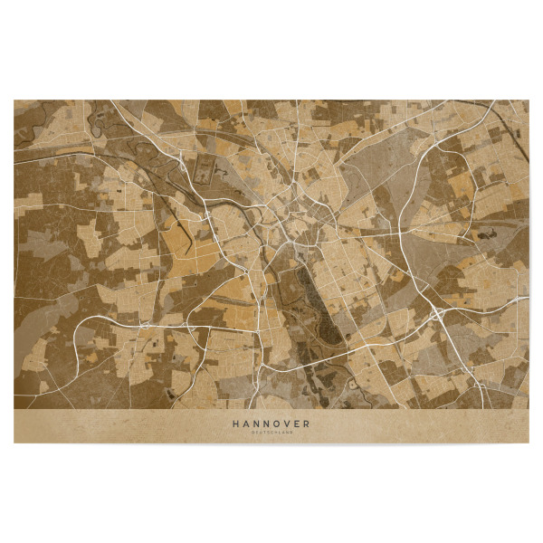 Poster 30x20 cm "Sepiakarte von Hannover" artboxONE - Städte,Kartografie - Hannover,Deutschland,Karte,Braun,Sepia