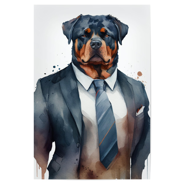 Poster "Rottweiler mit Anzug und Krawatte" artboxONE - Tiere,Lustig