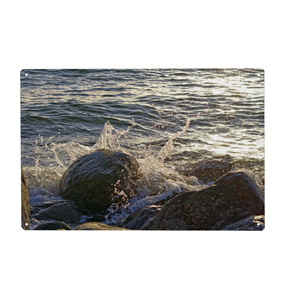 Holzbild "Schöne Natur" artboxONE - Natur - Wasser,Steine,Meer,Wasserspritzer,Tropfen