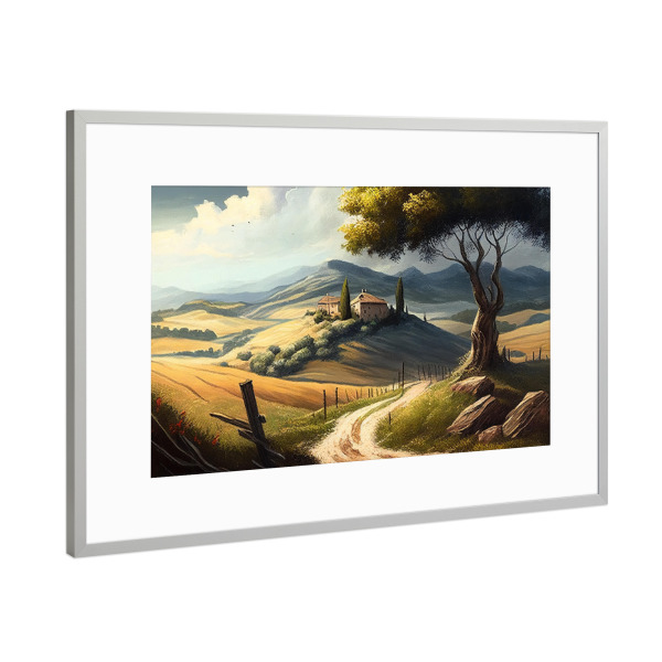 Poster mit Rahmen Silber "Hügel in der Toskana" artboxONE - Natur,Reise / Länder