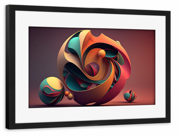 Poster mit Rahmen schwarz "Abstrakte rote Kugel" artboxONE - Abstrakt,Geometrie