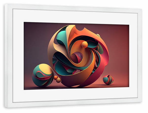 Poster mit Rahmen weiß "Abstrakte rote Kugel" artboxONE - Abstrakt,Geometrie