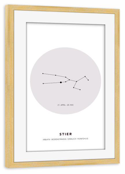 Poster mit Rahmen kiefer "Sternbild Stier" artboxONE - Galaxy