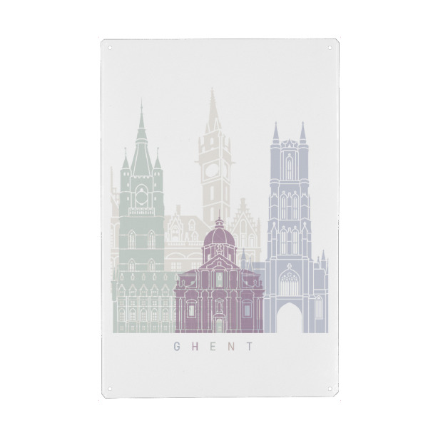 Holzbild "GENT SKYLINE PASTELL" artboxONE - Städte,Architektur