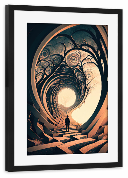 Poster mit Rahmen schwarz "Verdrehter spiralförmiger Pfad" artboxONE - Abstrakt