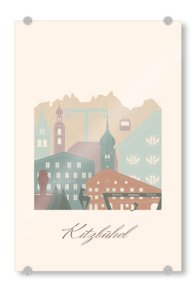 Acrylglasbild "Kitzbüheler Skyline Salbeigrün" artboxONE - Städte,Reise,Architektur,Kartografie
