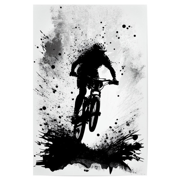 Poster "Mountainbike springen" artboxONE - Schwarzweiß,Sport