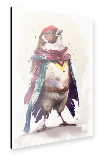 Alu-Dibond "Sparrow-Superheld" 30x20 cm artboxONE