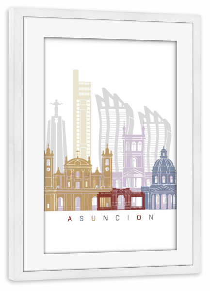 Poster mit Rahmen weiß "Asunción Skyline Pastell" artboxONE - Städte,Reise
