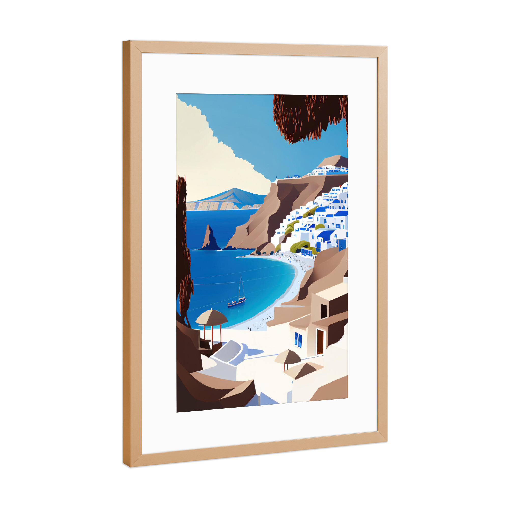 Poster mit Rahmen Kupfer "Santorini, Griechenland" artboxONE - Städte,Reise,Reise / Strand und Meer
