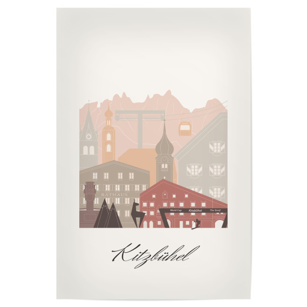 Poster 30x20 cm "Kitzbüheler Skyline Terrakotta" artboxONE - Städte,Reise,Architektur,Kartografie