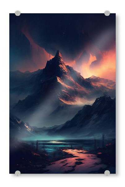 Acrylglasbild "Nachtlandschaft Bergmalerei" artboxONE - Natur,Reise