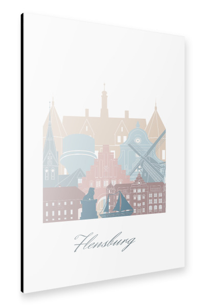 Alu-Dibond "Flensburger Skyline in Erdtönen" 30x20 cm artboxONE
