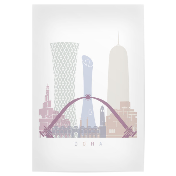 Poster 30x20 cm "DOHA-SKYLINE-PASTELL" artboxONE - Städte,Architektur