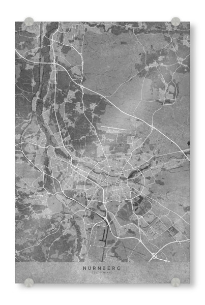 Acrylglasbild "Graue alte Karte von Nürnberg" artboxONE - Städte,Kartografie