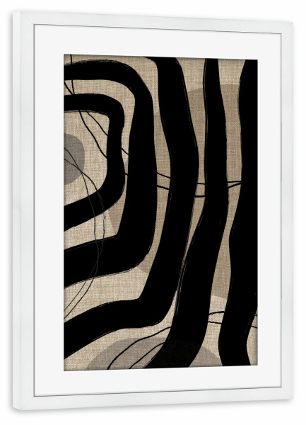 Poster mit Rahmen weiß "Linen collection - japandi BOB" artboxONE - Abstrakt - Japandi,Modern,Art,Ibiza,Kunstdruck,Geschenk,Einrichtung,Abstrakt,Kunst