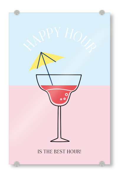 Acrylglasbild "Happy Hour" artboxONE - Typografie,Essen & Trinken / Alkohol,Lustig