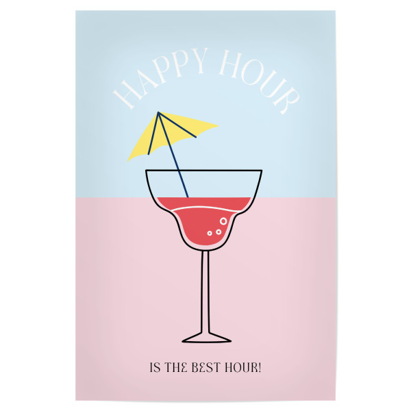 Poster 30x20 cm "Happy Hour" artboxONE - Typografie,Essen & Trinken / Alkohol,Lustig
