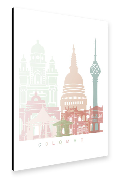 Alu-Dibond "Skyline von Colombo PASTELL" 30x20 cm artboxONE