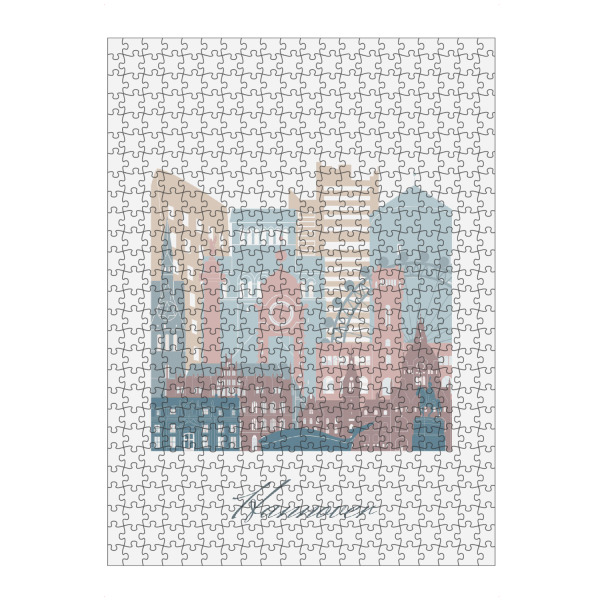 Puzzle Ravensburger "Hannover Skyline Erdtöne Stil" artboxONE - Städte,Reise,Architektur,Kartografie
