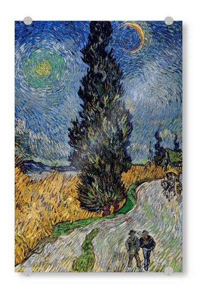 Acrylglasbild "Straße mit Cypress und Star" artboxONE - Natur,Reise,Reise / Länder,Für Mama,Für Papa