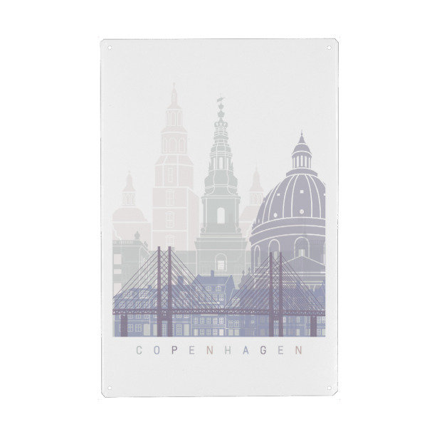 Metall Poster "KOPENHAGEN SKYLINE PASTELL" artboxONE - Städte,Architektur