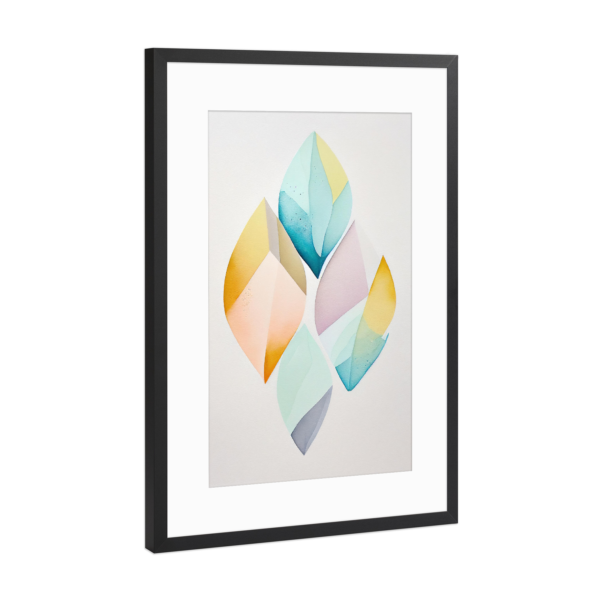 Poster mit Rahmen Schwarz (Metallic) "4 Aquarellformen" artboxONE - Abstrakt