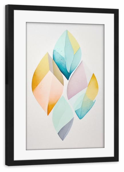 Poster mit Rahmen schwarz "4 Aquarellformen" artboxONE - Abstrakt - 4,Abstrakt,Kunst,Hell,Kontrastarm,Farbe,Malerei,Pastell,Ruhig,Form,Formen,Aquarell