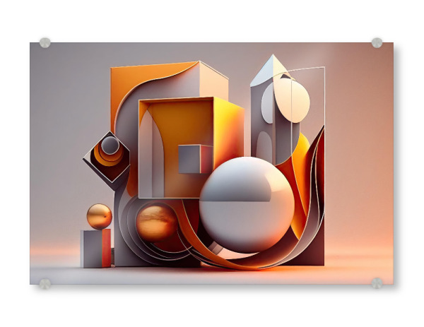 Acrylglasbild "Malerei von orangefarbenen Formen" artboxONE - Abstrakt,Geometrie