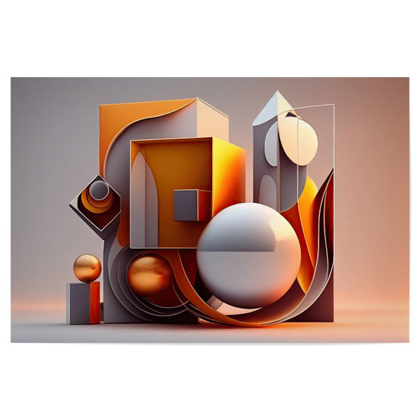 Poster 30x20 cm "Malerei von orangefarbenen Formen" artboxONE - Abstrakt,Geometrie