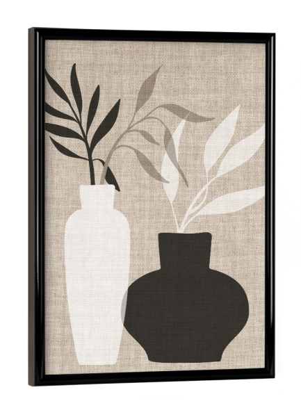 Poster mit schwarzem Rahmen "Linen collection - Flower in vase" artboxONE - Abstrakt