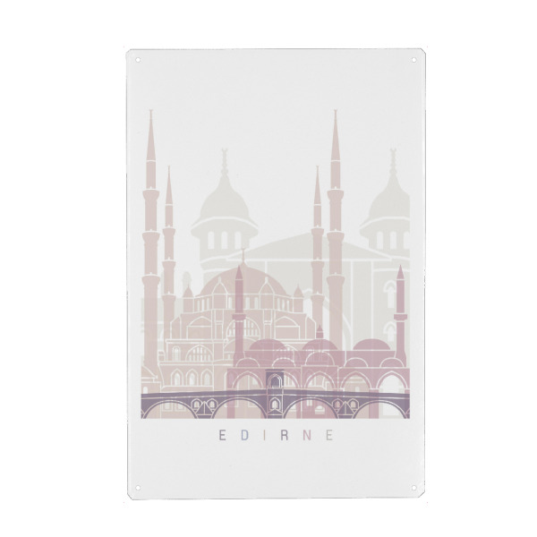 Holzbild "EDIRNE SKYLINE PASTELL" artboxONE - Städte,Architektur