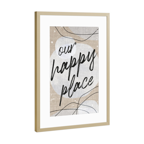 Poster mit Rahmen Gold "Linen - Our happy place" artboxONE - Abstrakt - Japandi,Modern,Art,Ibiza,Kunstdruck,Geschenk,Einrichtung,Abstrakt,Kunst