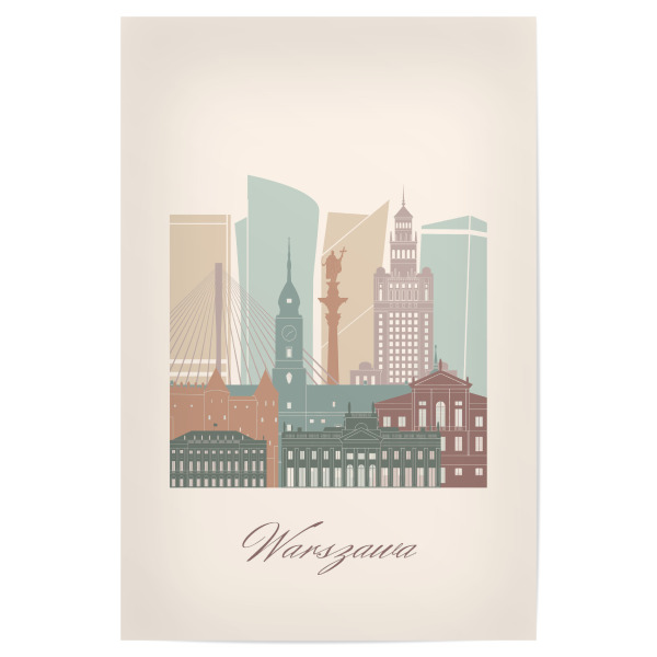 Poster "Warschauer Skyline in Salbeigrün" artboxONE - Städte,Reise,Architektur,Kartografie
