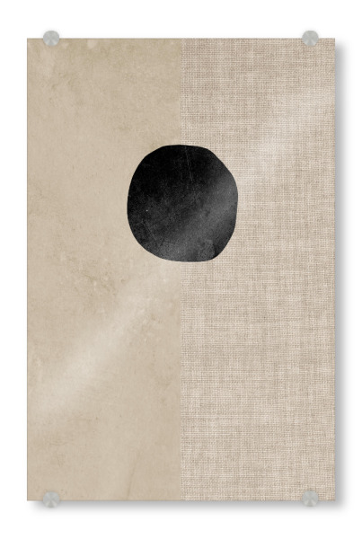 Acrylglasbild "Linen black dot" artboxONE - Abstrakt - Japandi,Modern,Art,Wabisabi,Ibiza,Kunstdruck,Vacation,Geschenk
