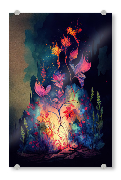 Acrylglasbild "Rosa leuchtende Blumen" artboxONE - Abstrakt