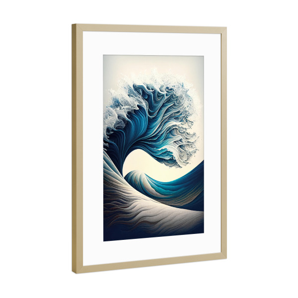 Poster mit Rahmen Gold "Abstrakte Meereswellen" artboxONE - Abstrakt,Reise / Strand und Meer