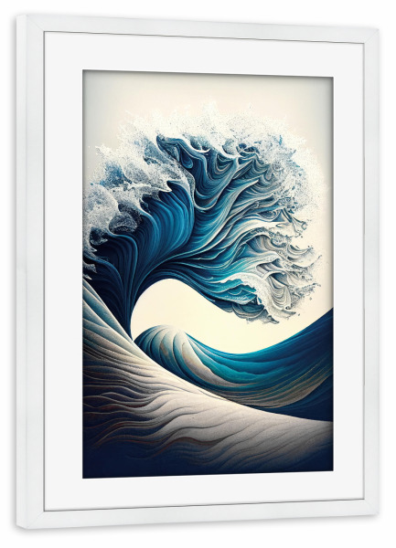 Poster mit Rahmen weiß "Abstrakte Meereswellen" artboxONE - Abstrakt,Reise / Strand und Meer