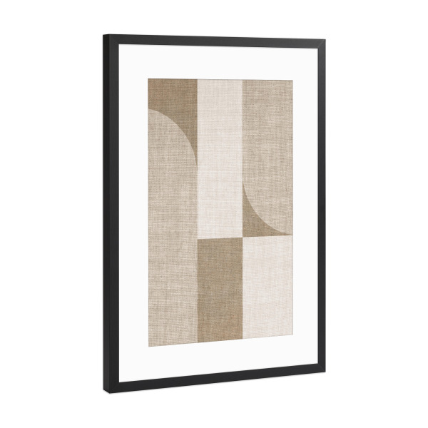 Poster mit Rahmen Schwarz (Metallic) "Linen shapes brown" artboxONE - Abstrakt