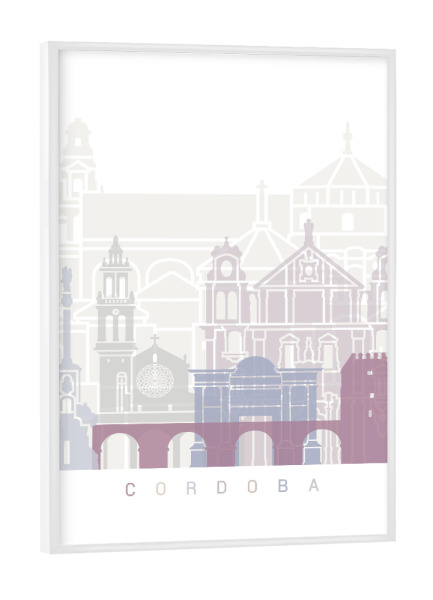 Poster mit weißem Rahmen "CORDOBA SKYLINE PASTELL" artboxONE - Städte,Architektur