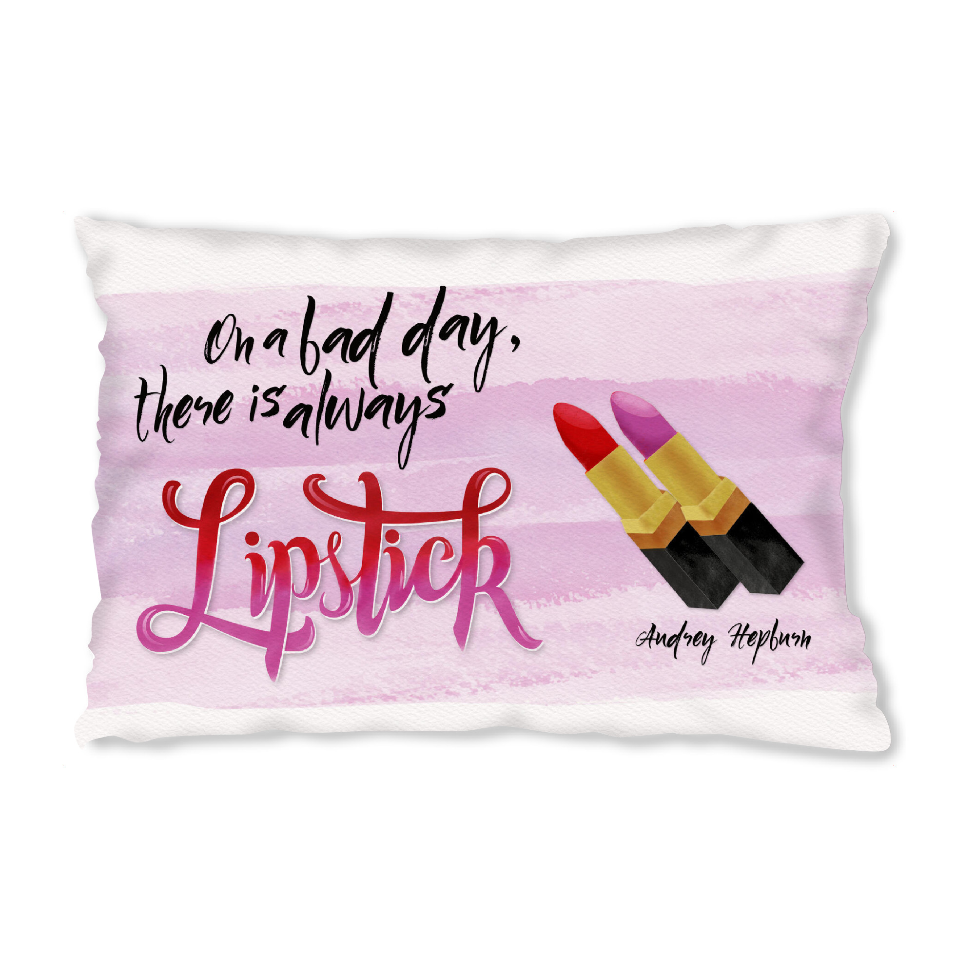 Design-Kissen "Nimm Lippenstift und lächle" artboxONE - Typografie,Menschen,Lustig