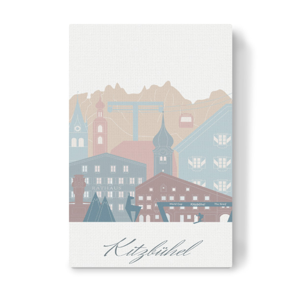 Leinwandbild "Kitzbüheler Skyline in Erdtönen" artboxONE - Städte,Reise,Architektur,Kartografie