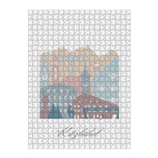 Puzzle Ravensburger "Kitzbüheler Skyline in Erdtönen" artboxONE - Städte,Reise,Architektur,Kartografie