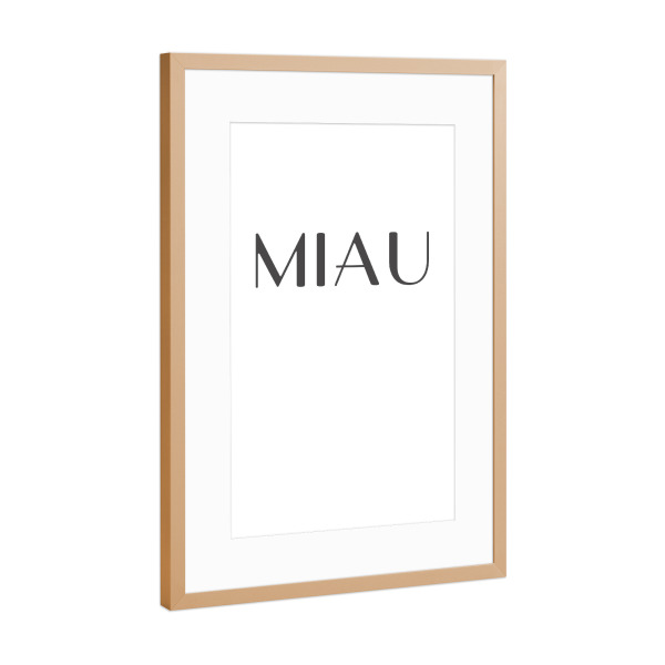 Poster mit Rahmen Kupfer "MIAU Schrift groß" artboxONE - Typografie,Tiere