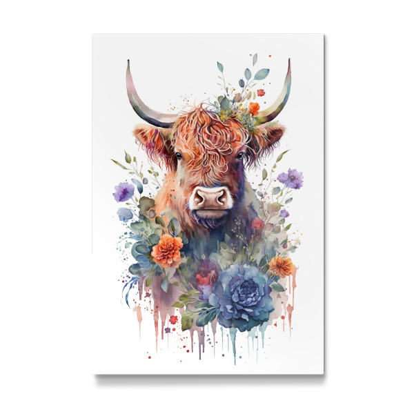 Galerie-Print "Schöne Hochlandrind mit Blumen" 30x20 cm artboxONE