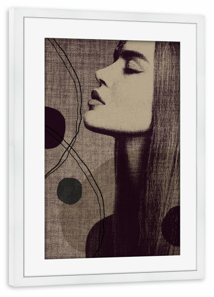 Poster mit Rahmen weiß "Linen collection - woman with dots" artboxONE - Abstrakt