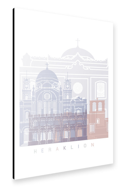 Alu-Dibond "HERAKLION SKYLINE PASTELL" 30x20 cm artboxONE