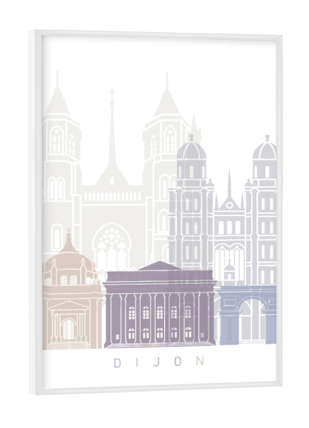 Poster mit weißem Rahmen "DIJON SKYLINE PASTELL" artboxONE - Städte,Architektur
