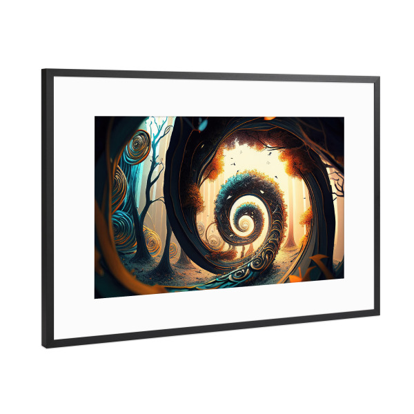 Poster mit Rahmen Schwarz (Metallic) "Surreale Spiralmalerei" artboxONE - Abstrakt